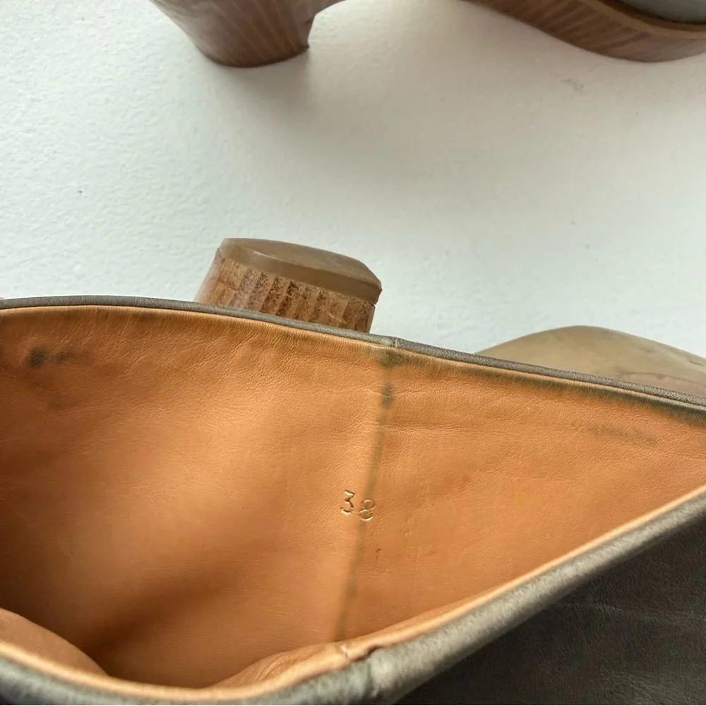 Maison Martin Margiela Paris Leather Sculptural Wood Heel Boots EU 38 Italy